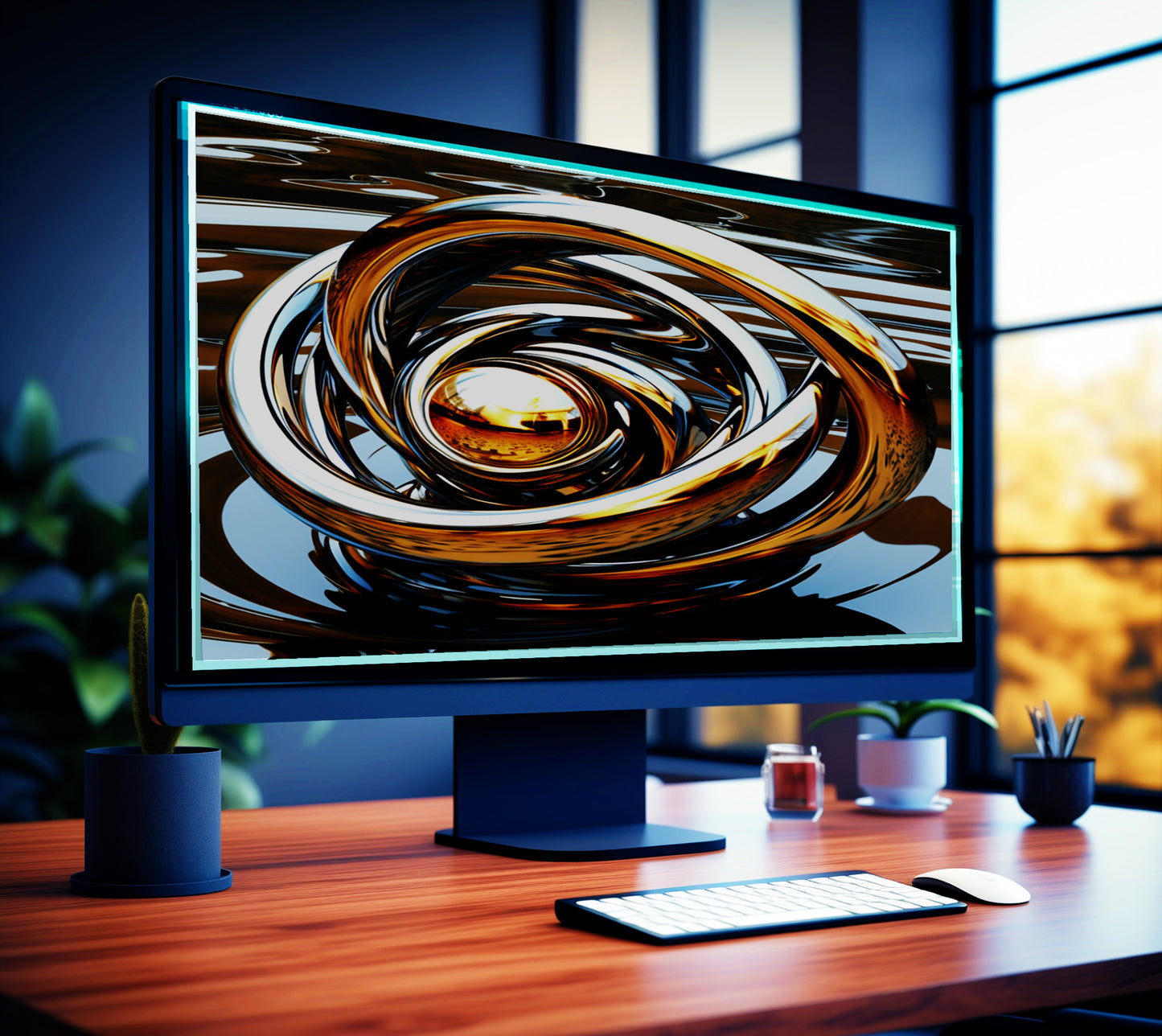 Chrome & Gold Digital Art Collection: Abstract Swirls and Ripples
