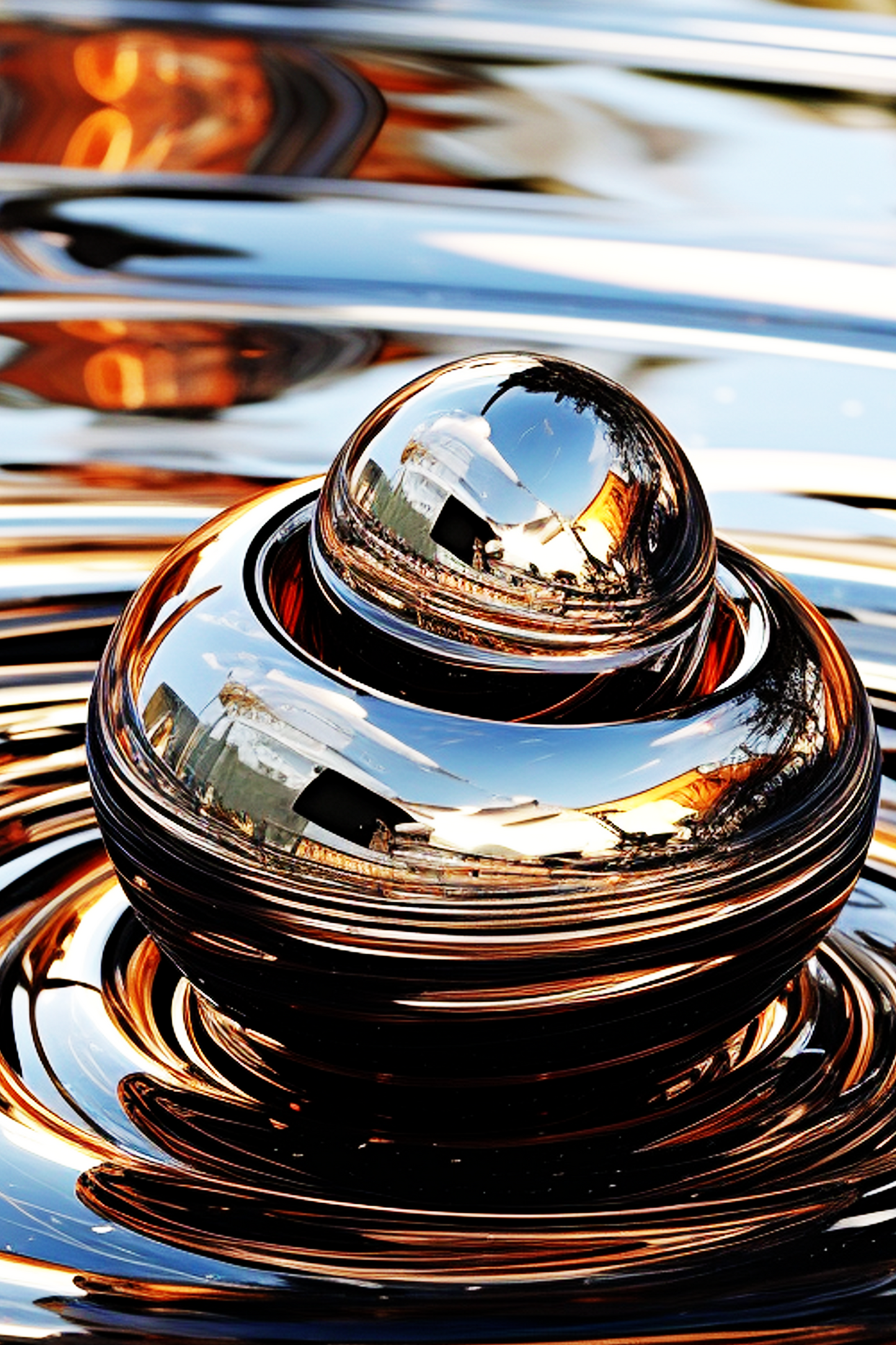 Chrome & Gold Digital Art Collection: Abstract Swirls and Ripples