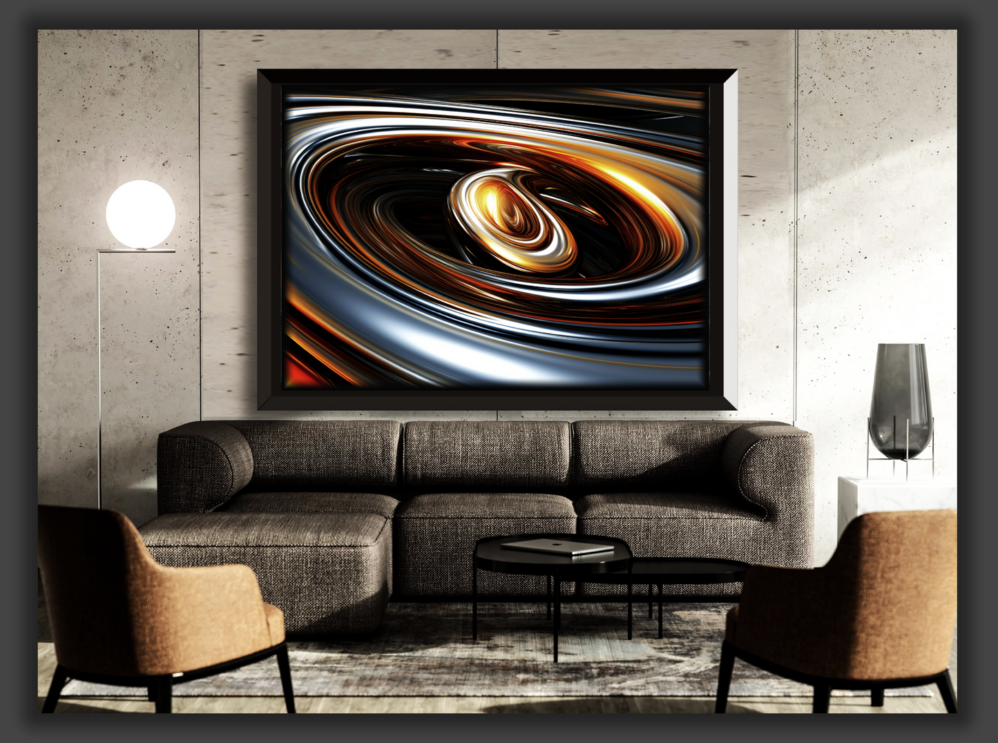 Chrome & Gold Digital Art Collection: Abstract Swirls and Ripples
