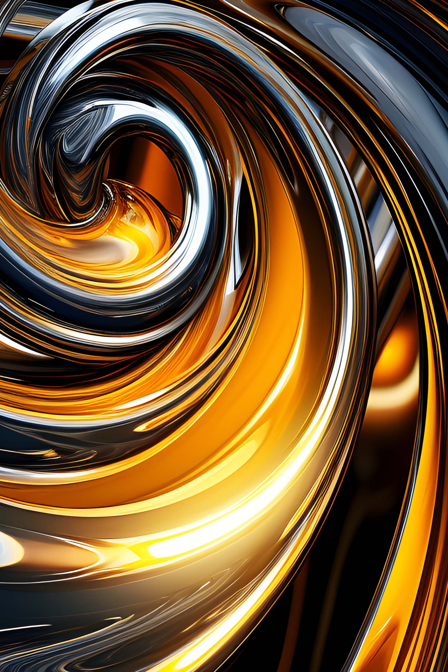 Chrome & Gold Digital Art Collection: Abstract Swirls and Ripples