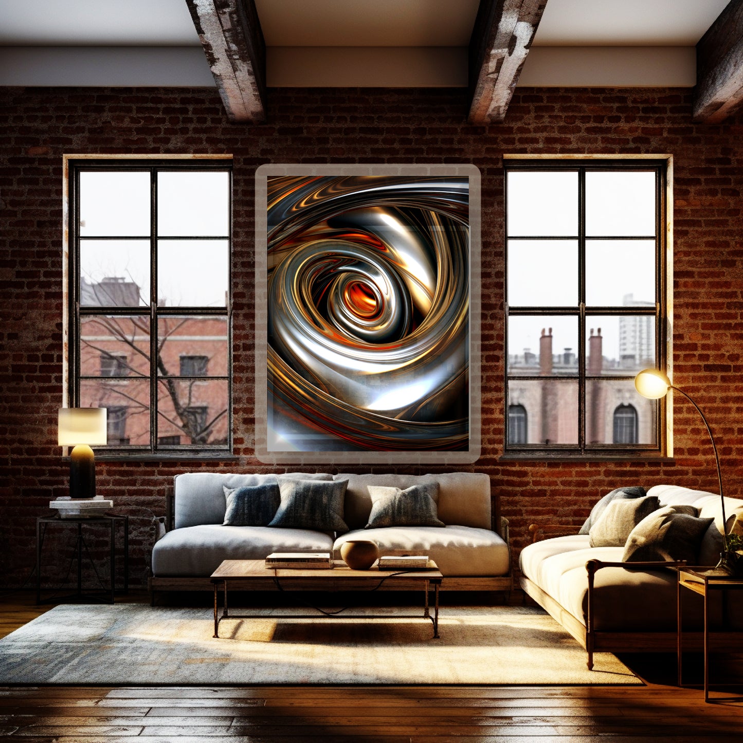 Chrome & Gold Digital Art Collection: Abstract Swirls and Ripples