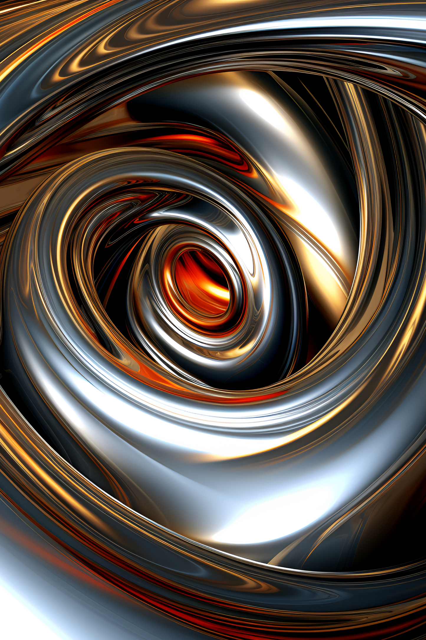 Chrome & Gold Digital Art Collection: Abstract Swirls and Ripples