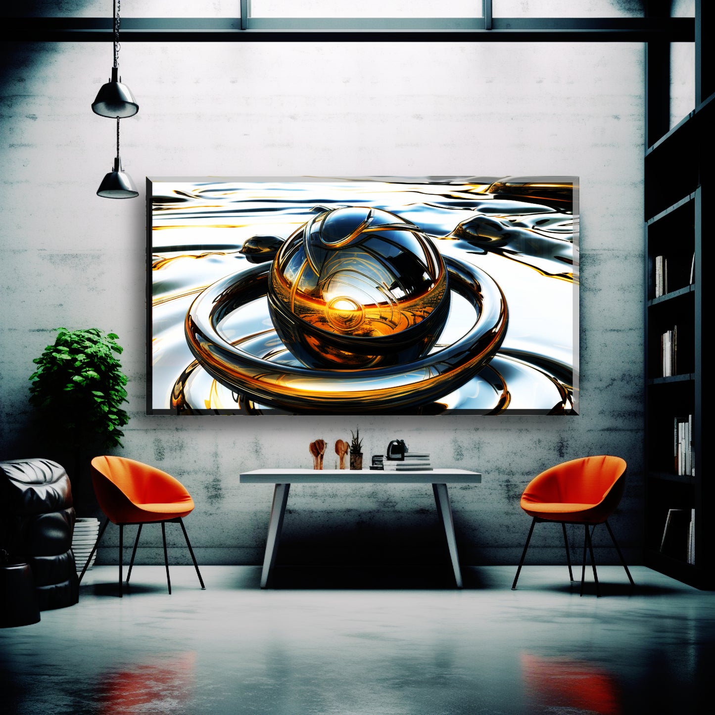 Chrome & Gold Digital Art Collection: Abstract Swirls and Ripples