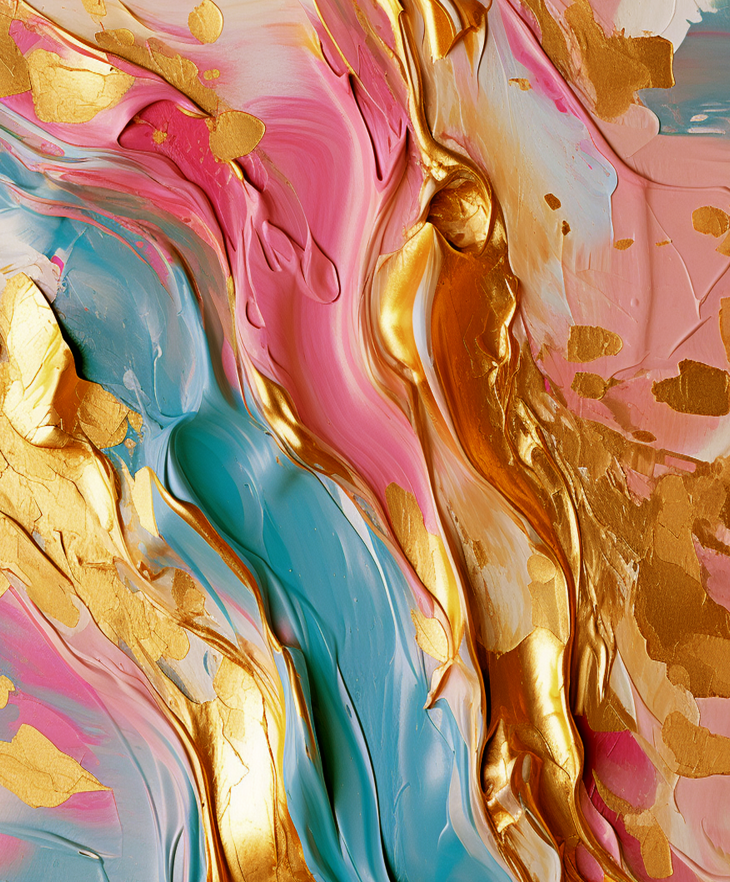 Golden & Blue Digital Art Collection: Abstract Undulating Shapes and Textures