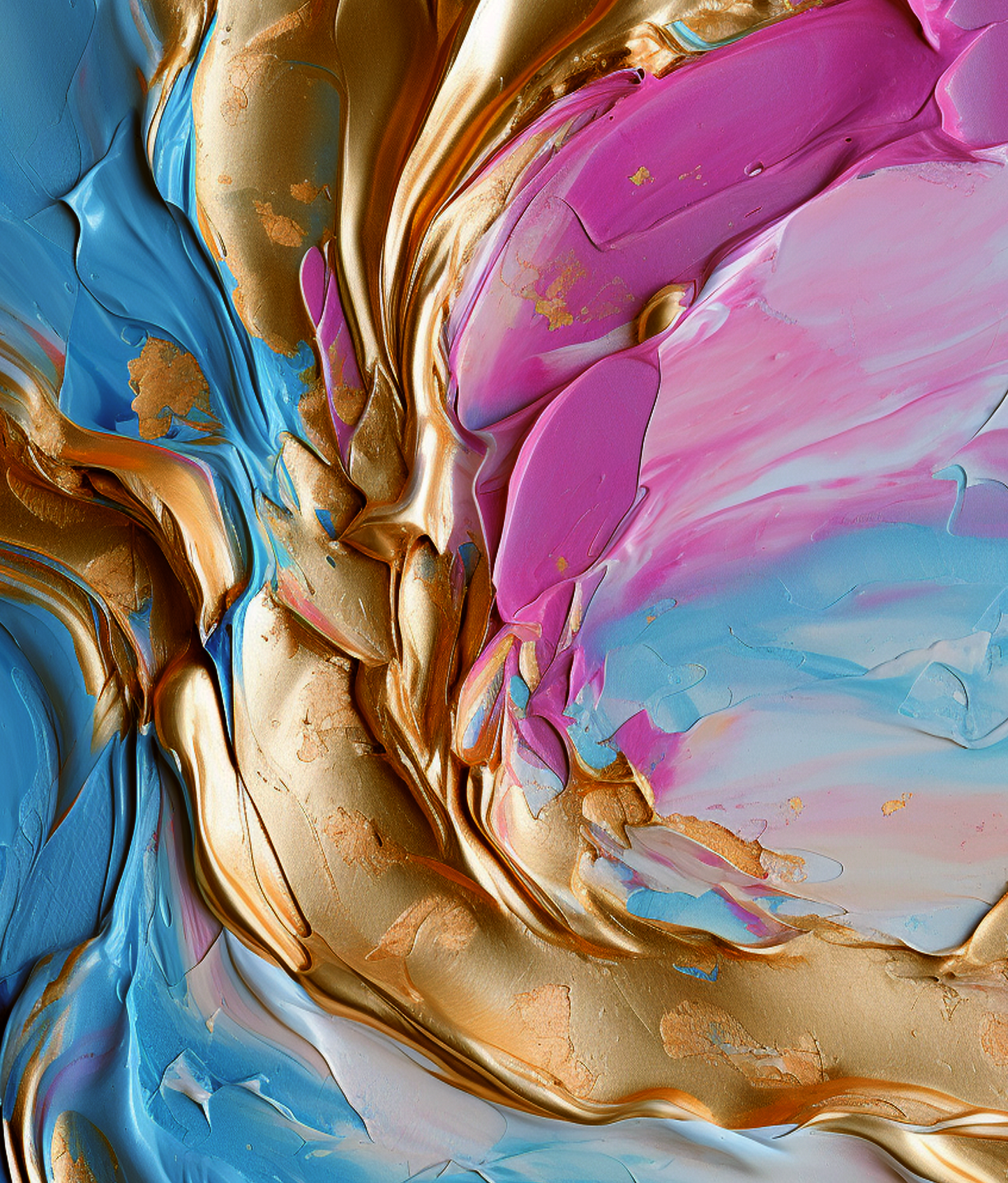 Golden & Blue Digital Art Collection: Abstract Undulating Shapes and Textures