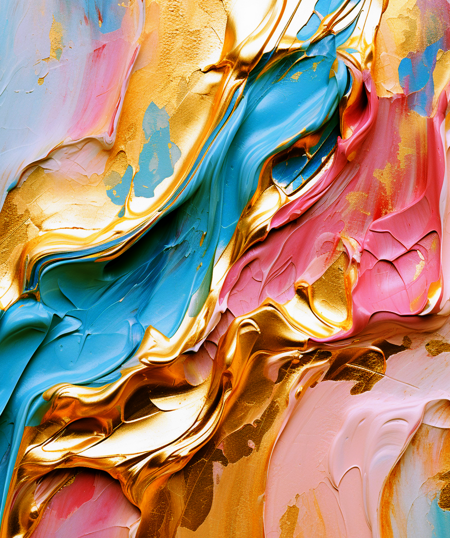 Golden & Blue Digital Art Collection: Abstract Undulating Shapes and Textures
