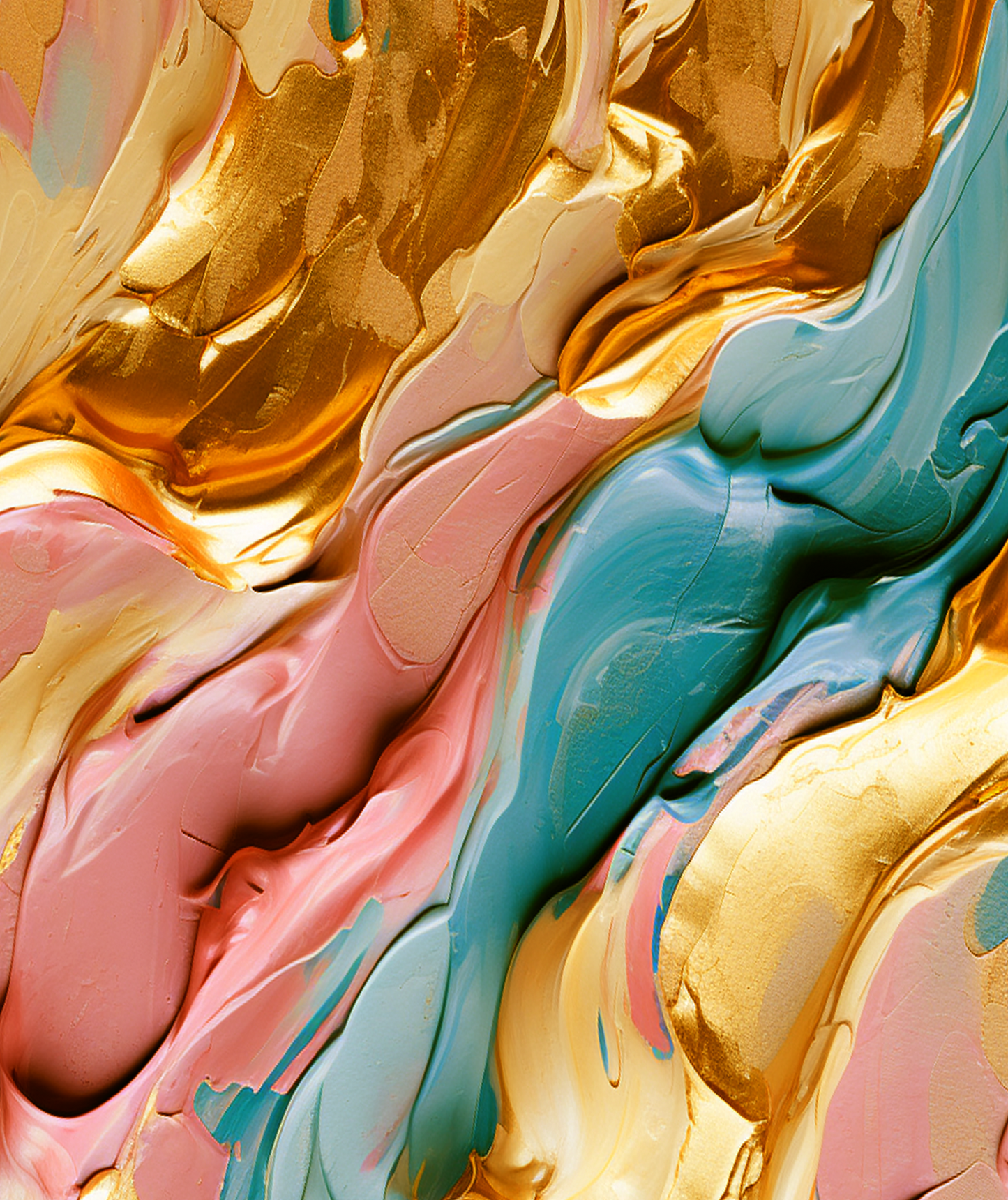 Golden & Blue Digital Art Collection: Abstract Undulating Shapes and Textures