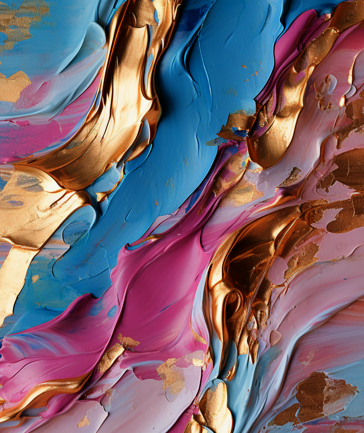 Golden & Blue Digital Art Collection: Abstract Undulating Shapes and Textures