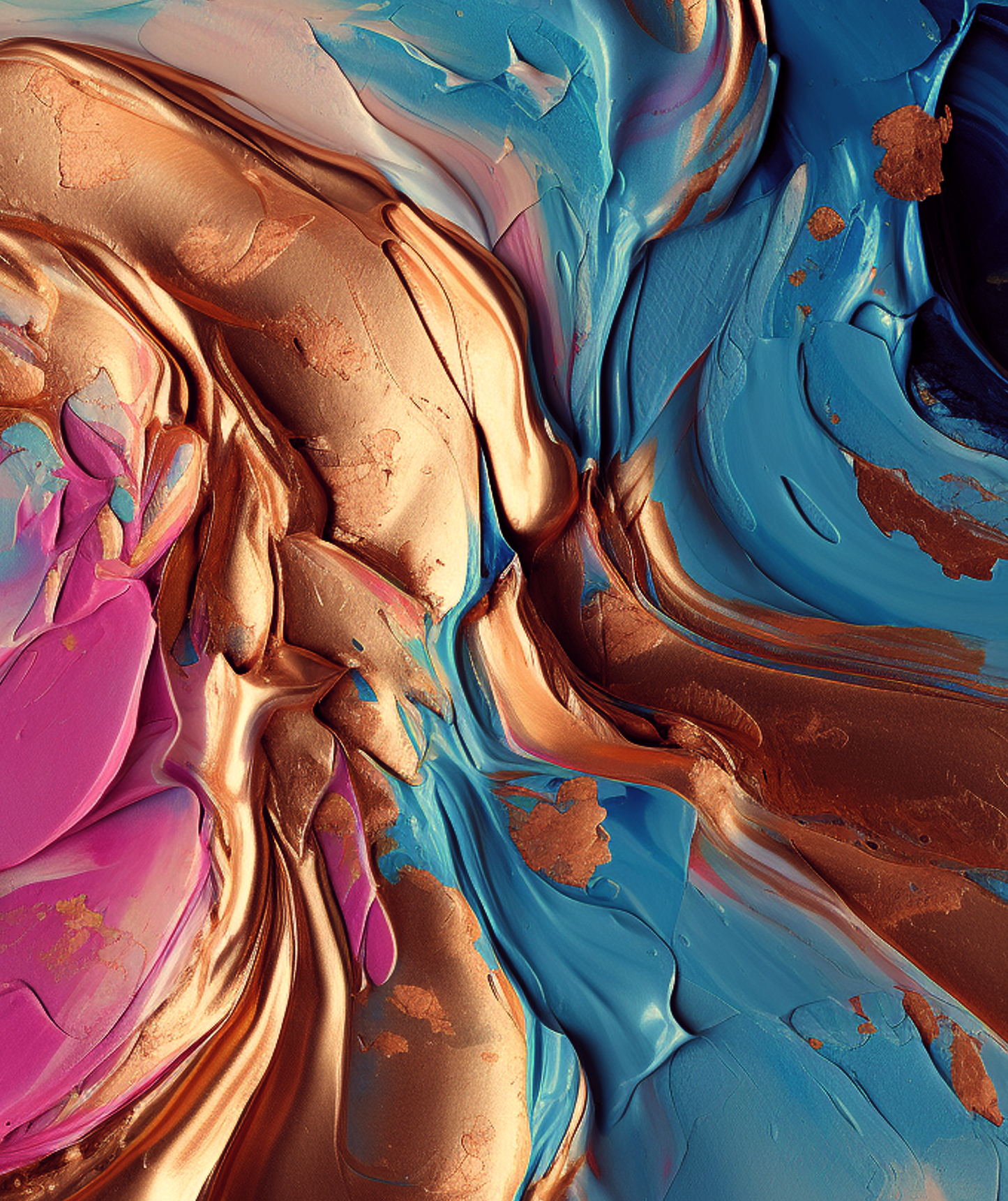 Golden & Blue Digital Art Collection: Abstract Undulating Shapes and Textures