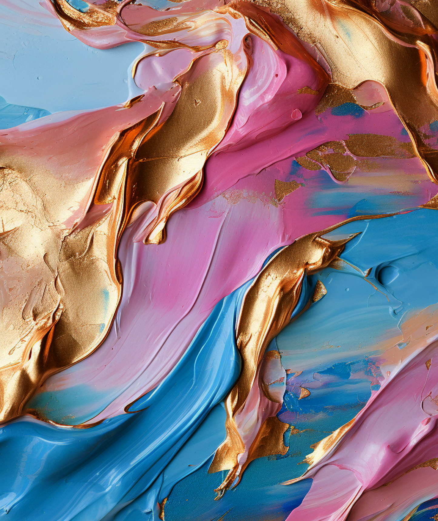 Golden & Blue Digital Art Collection: Abstract Undulating Shapes and Textures