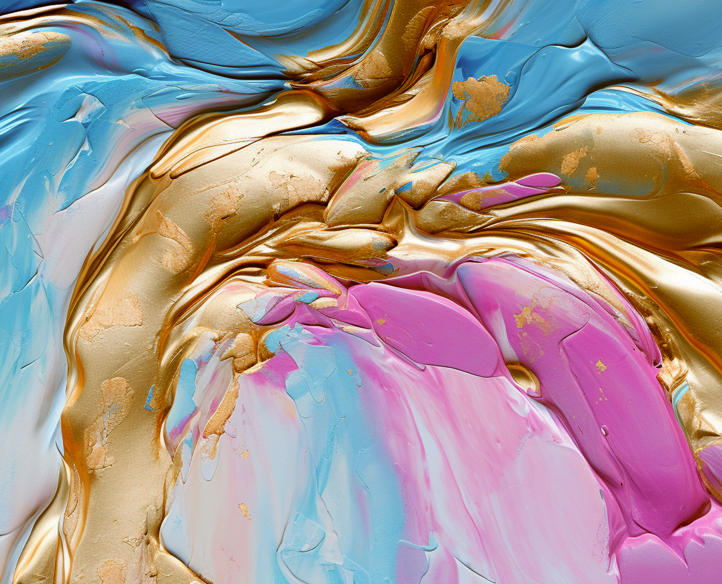 Golden & Blue Digital Art Collection: Abstract Undulating Shapes and Textures