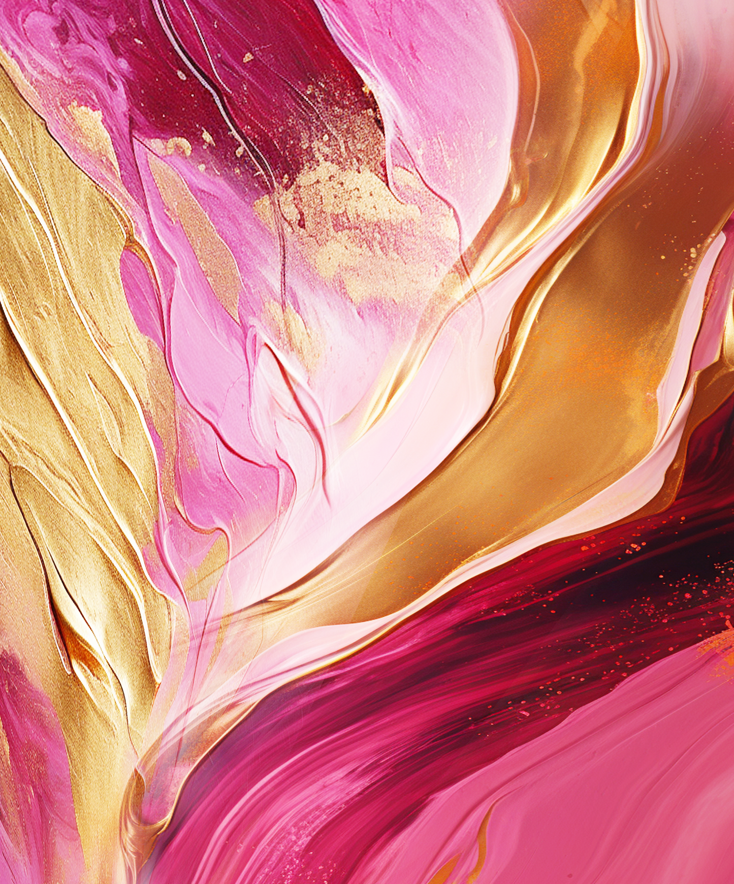 Pink & Gold Digital Art Collection: Abstract Undulating Shapes