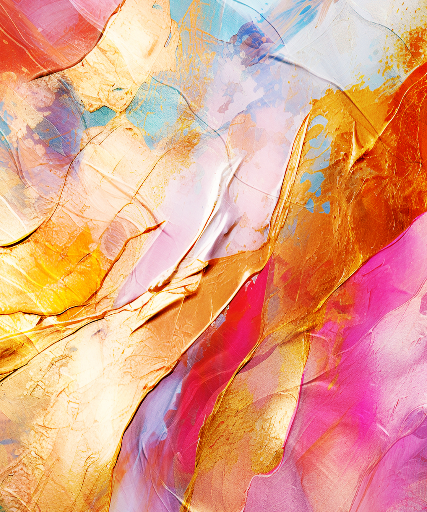 Pink & Gold Digital Art Collection: Abstract Undulating Shapes