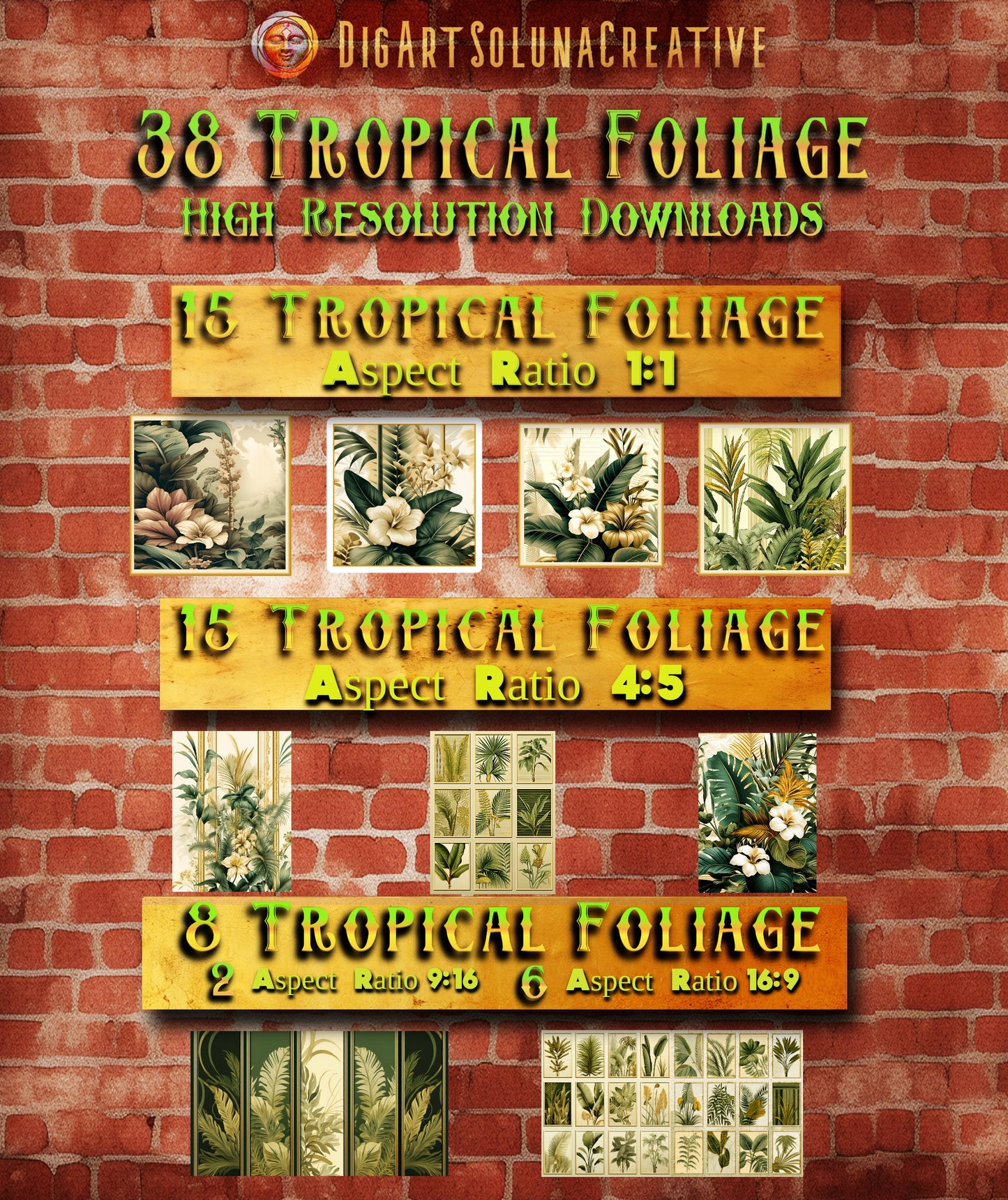 Tropical Foliage Greenscape Collection: Digital Art for Nature Lovers and Design Enthusiasts