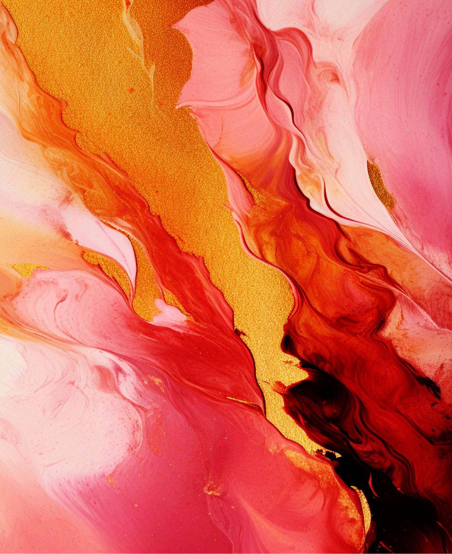 Pink & Gold Digital Art Collection: Abstract Undulating Shapes