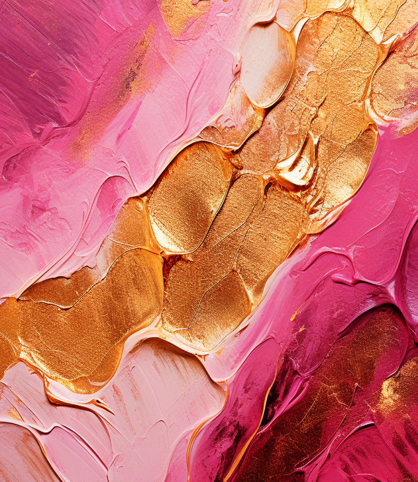 Pink & Gold Digital Art Collection: Abstract Undulating Shapes