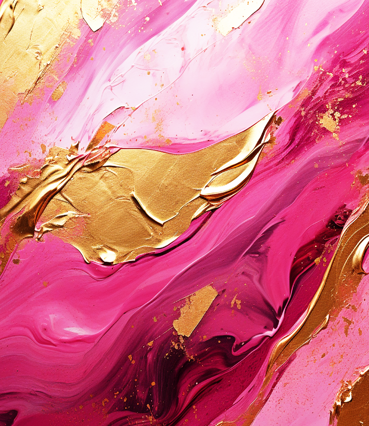 Pink & Gold Digital Art Collection: Abstract Undulating Shapes