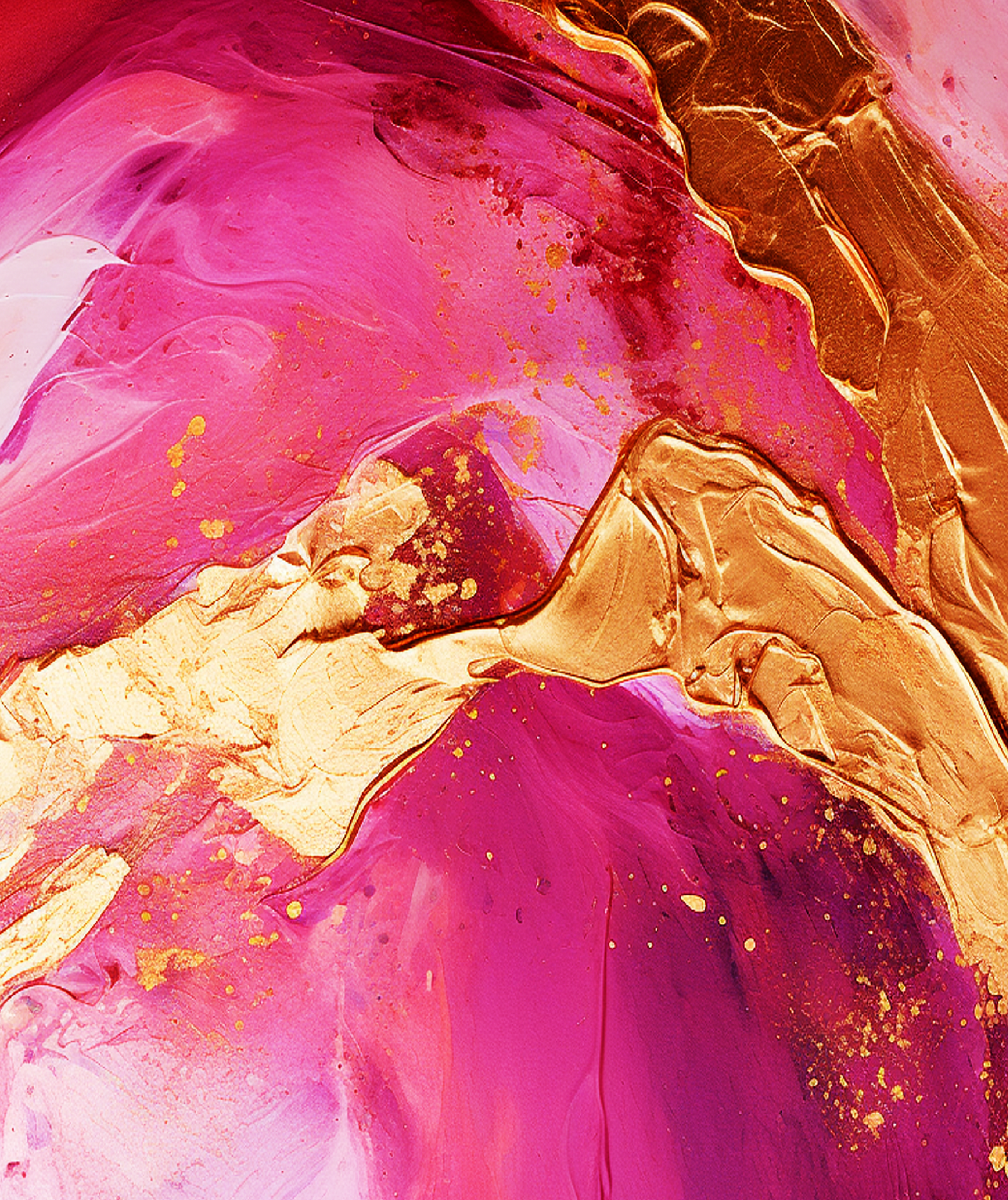 Pink & Gold Digital Art Collection: Abstract Undulating Shapes