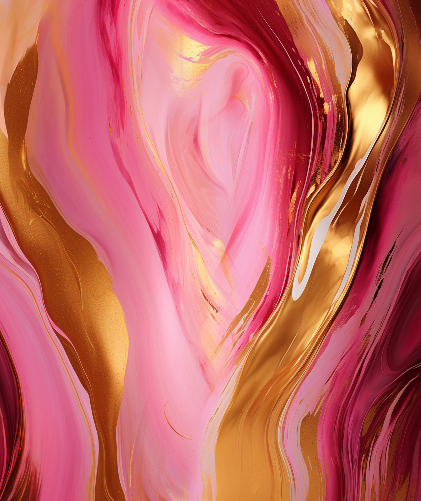 Pink & Gold Digital Art Collection: Abstract Undulating Shapes